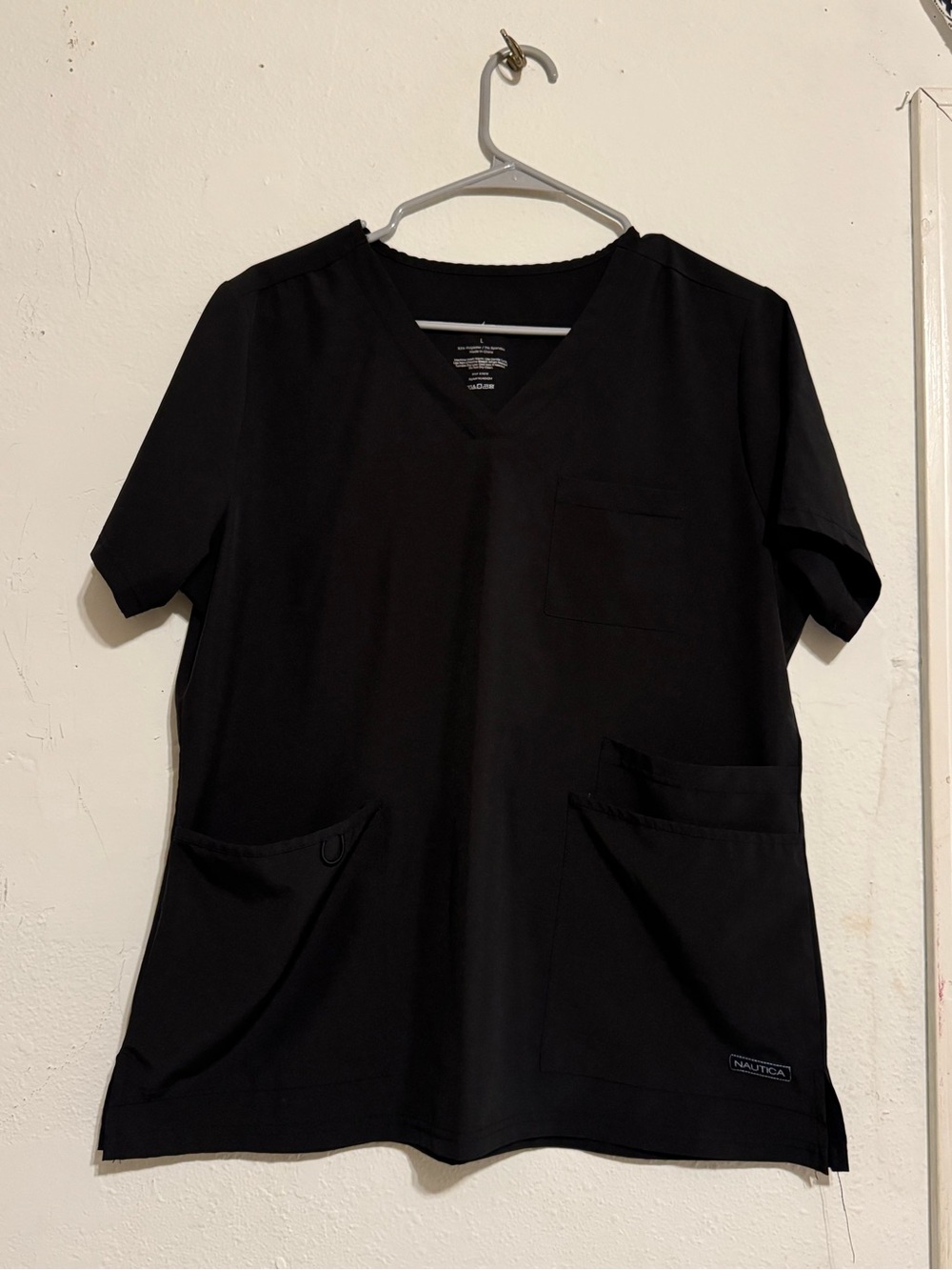 Nautica Black V-Neck Women’s Scrub Top Size L